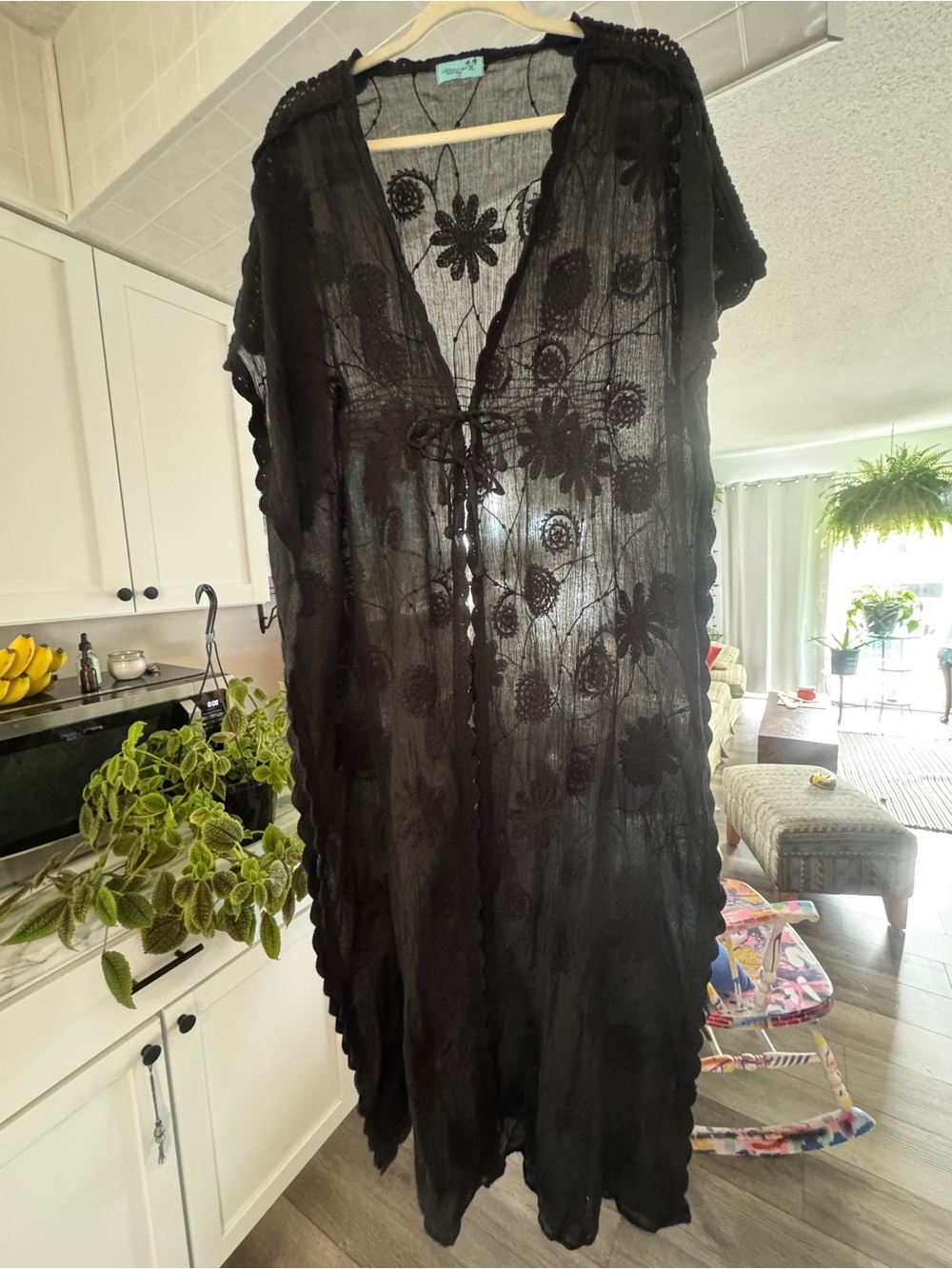 LETARTE Handmade 100% Cotton Embroidered Butterfly Caftan S - Picture 4 of 12